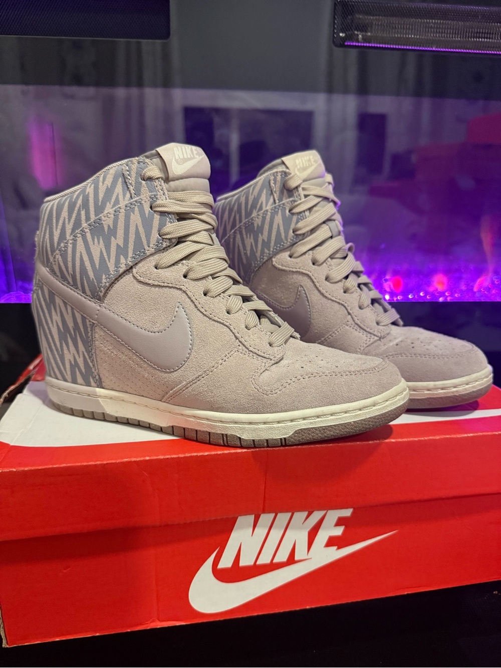 Sky Women’s High-Top Wedge Sneakers in Light Gray